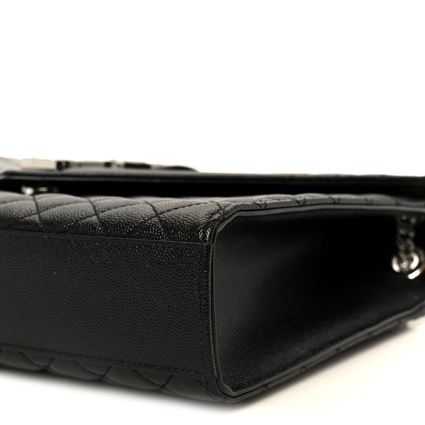 Grain De Poudre Textured Mixed Matelasse Large Triquilt Monogram Satchel Black