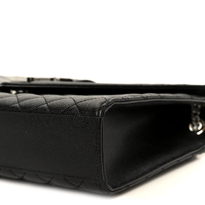 Grain De Poudre Textured Mixed Matelasse Large Triquilt Monogram Satchel Black