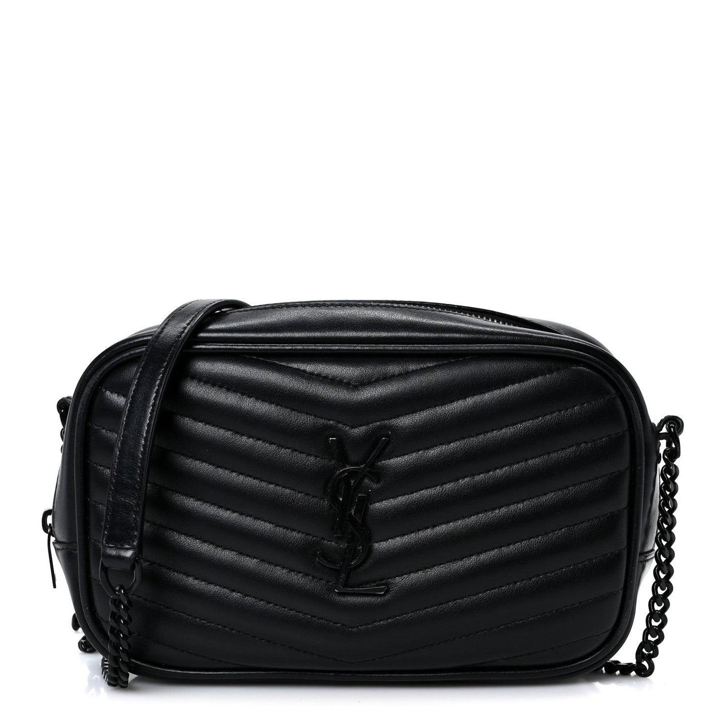 Calfskin Matelasse Monochrome Monogram Mini Lou Camera Bag Black