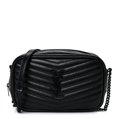 Calfskin Matelasse Monochrome Monogram Mini Lou Camera Bag Black