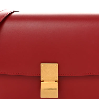 Box Calfskin Medium Classic Box Flap Bag Dark Brick