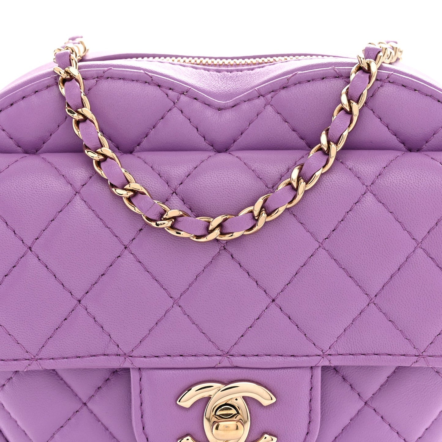 Lambskin Quilted CC In Love Heart Bag Purple