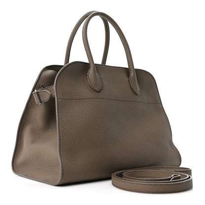 Matte Grained Calfskin Soft Margaux 12 Smoked Taupe