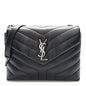 Calfskin Y Quilted Monogram Small Loulou Chain Satchel Black