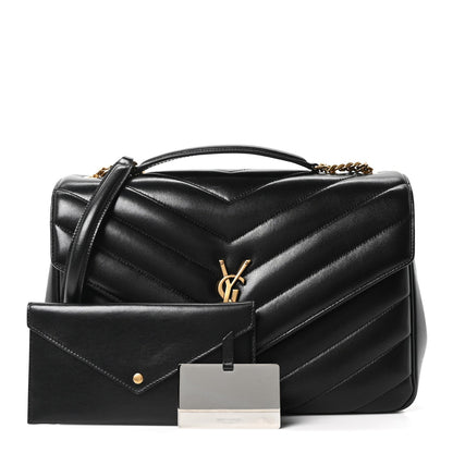 Lambskin Chevron Quilted Large LouLou Black