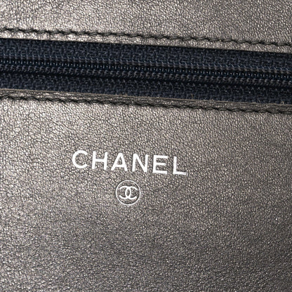 Metallic Caviar Timeless CC Wallet On Chain WOC Grey