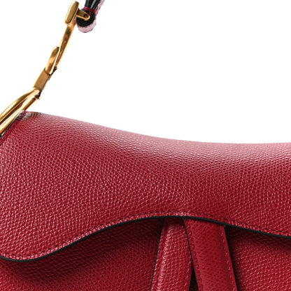 Grained Calfskin Mini Saddle Bag Red