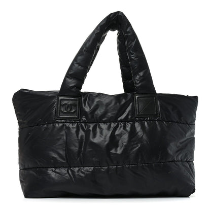 Lambskin Quilted Medium Coco Cocoon Reversible Tote Black