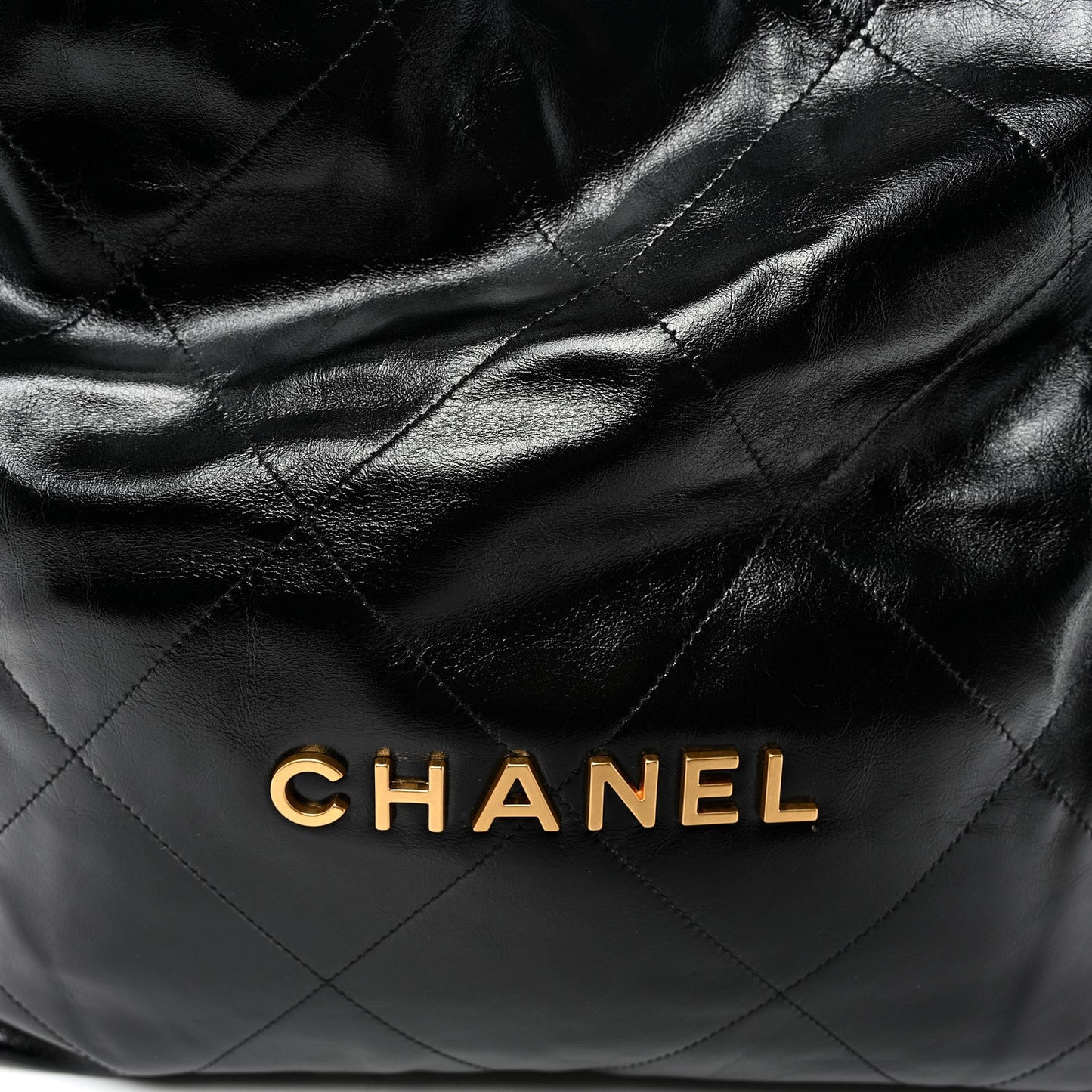 Shiny Calfskin Quilted Chanel 22 Black