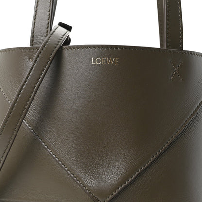 Shiny Calfskin Mini Puzzle Fold Tote Dark Khaki
