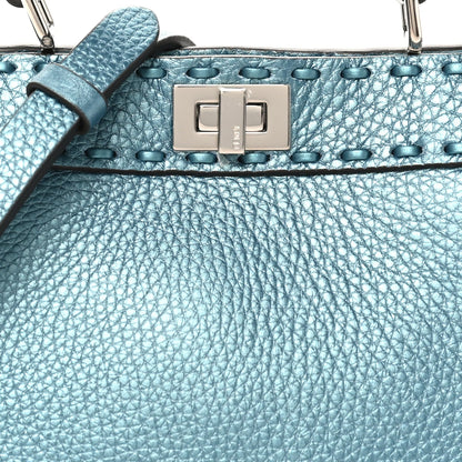 Metallic Cuoio Roma Sellerissima Nappa Sintetica Tape Stitch Petite Peekaboo I SEE U Iconic Satchel Placca Argento