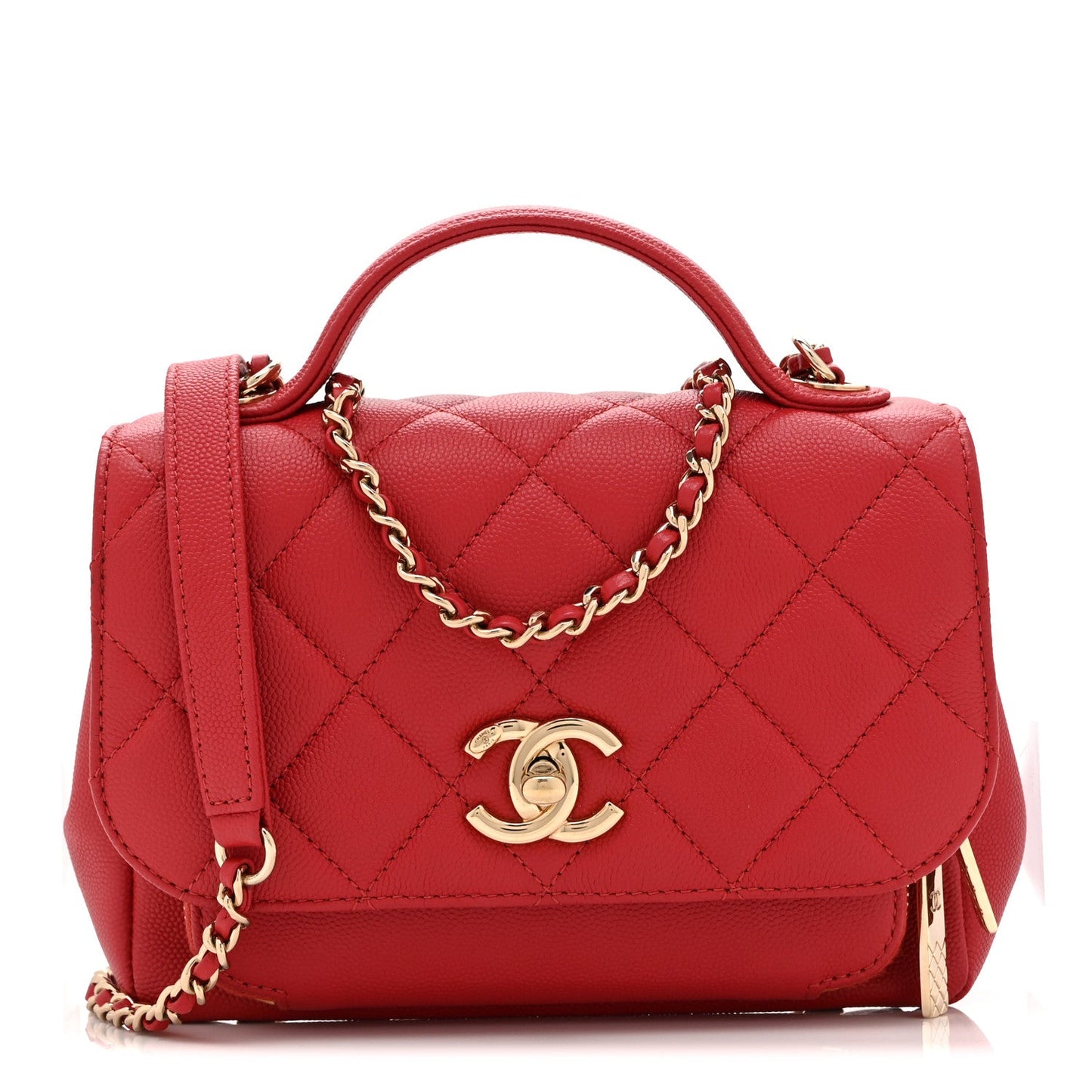 Caviar Quilted Small Business Affinity Flap Red