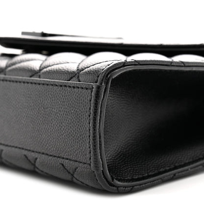 Grain De Poudre Textured Mixed Matelasse Triquilt Small Monogram Monochrome Satchel Black
