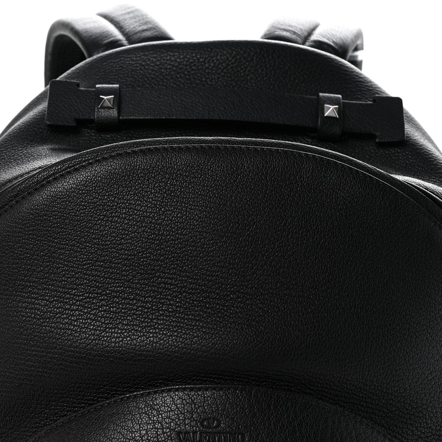 Grained Calfskin Rockstud Backpack Black
