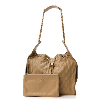 Caviar Quilted Medium Chanel 25 Handbag Dark Beige