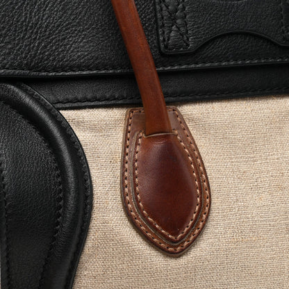 Canvas Smooth Calfskin Micro Tri-Color Luggage Natural Black Tan
