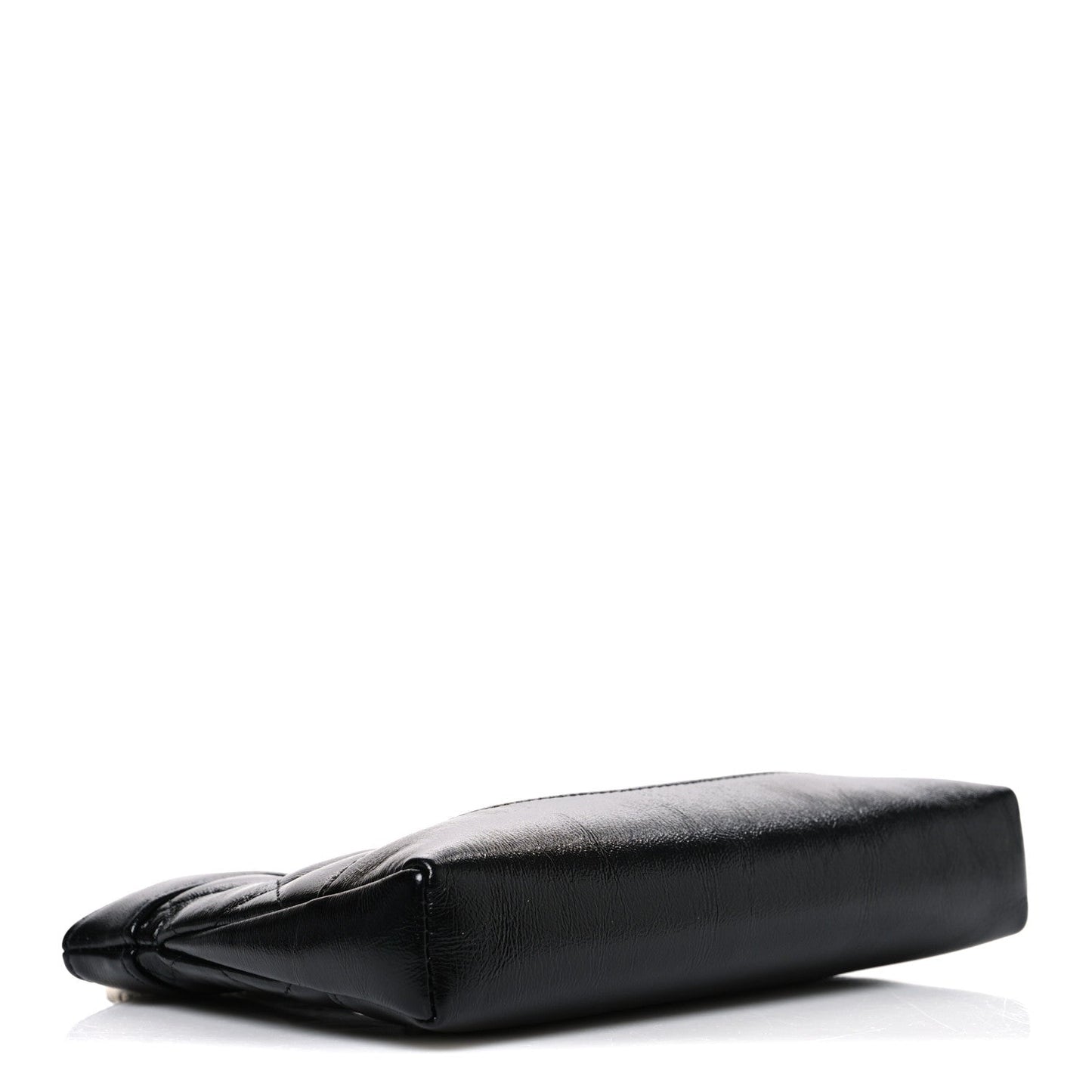 Shiny Crumpled Calfskin Quilted Nano 31 Shopping Bag Black