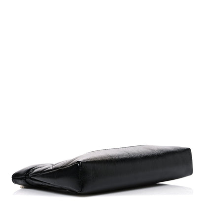 Shiny Crumpled Calfskin Quilted Nano 31 Shopping Bag Black