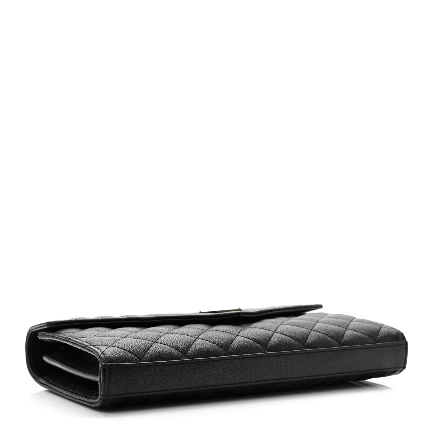 Sheepskin Tri-Quilt Monogram Envelope Chain Wallet Black