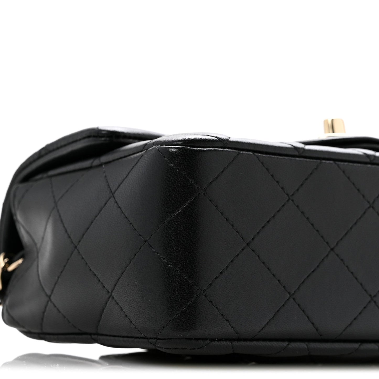 Lambskin Quilted Mini Rectangular Flap Black