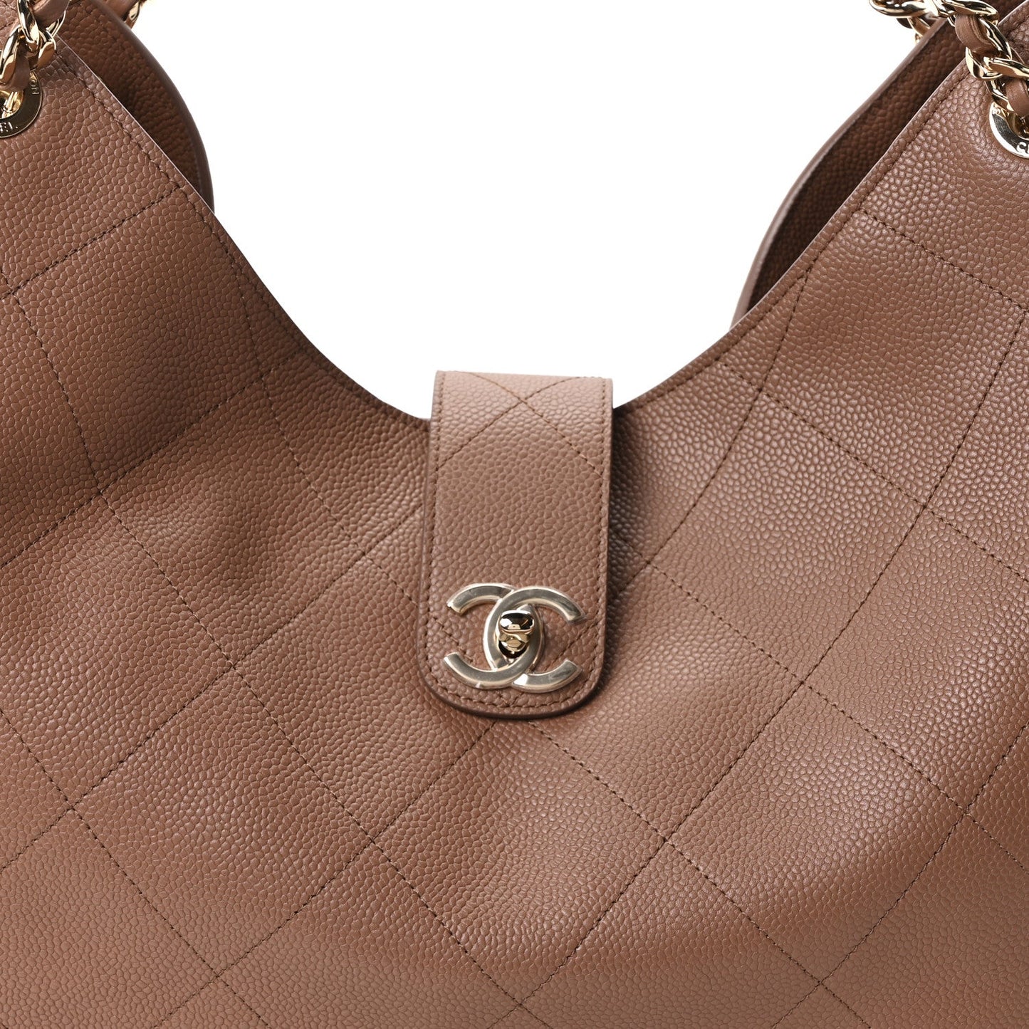 Grained Calfskin Maxi Shopping Bag Brown
