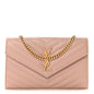 Grain De Poudre Matelasse Chevron Monogram Chain Wallet Pale Blush