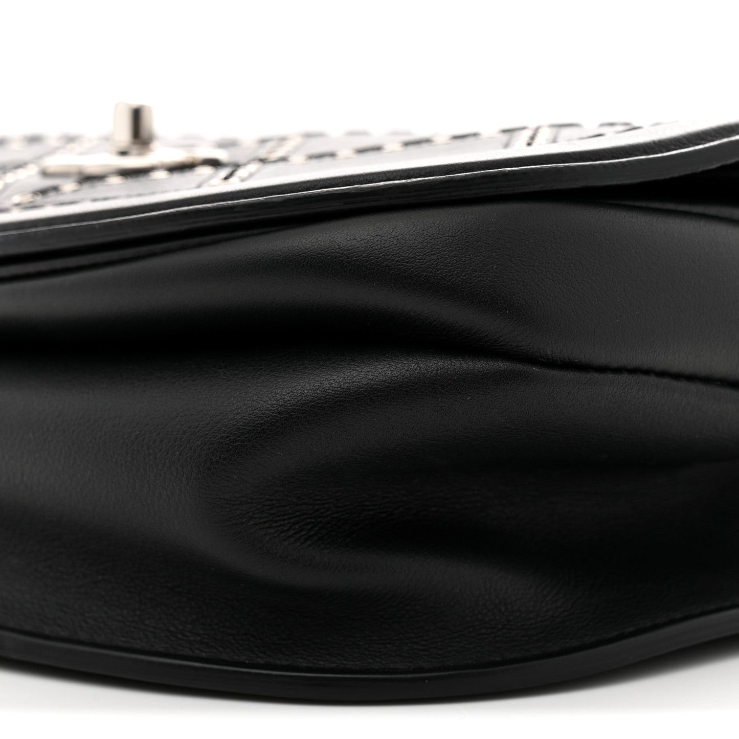 Calfskin Coco Eyelets Small Flap Bag Black
