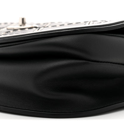 Calfskin Coco Eyelets Small Flap Bag Black