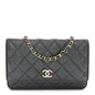 Iridescent Caviar Quilted Wallet on Chain WOC Dark Blue