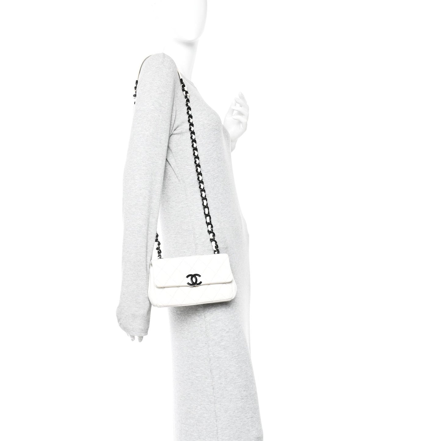 Caviar Quilted My Everything Small Flap White Black