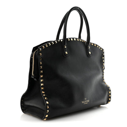 Vitello Rockstud Dome Shopper Black