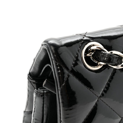 Patent Quilted Jumbo Double Flap Black