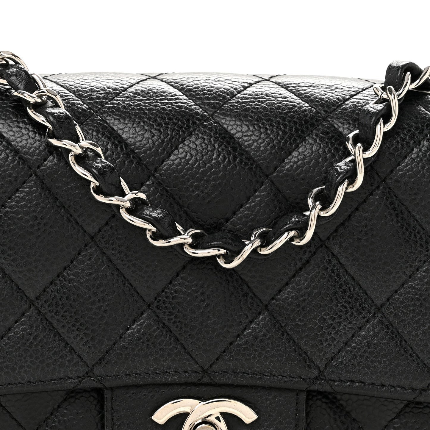 Caviar Quilted Mini Square Flap Black
