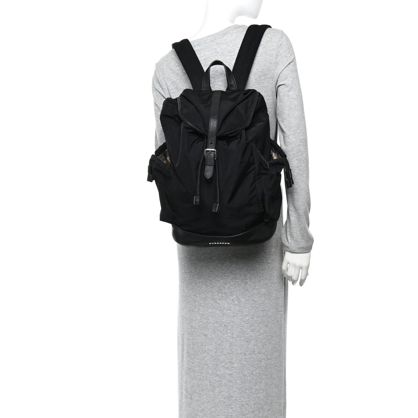 Nylon Grained Calfskin Watson Diaper Bag Black