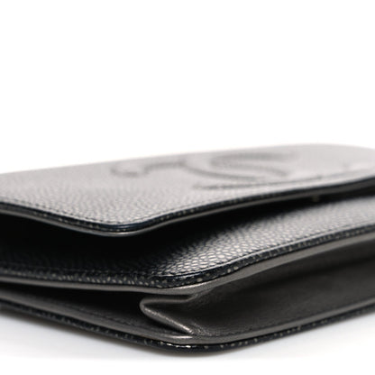 Metallic Caviar Timeless CC Wallet On Chain WOC Grey