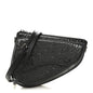Patent Oblique Embossed Saddle Boxy Bag Black