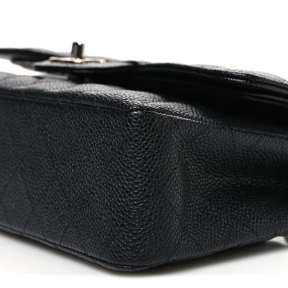 Caviar Quilted Small Double Flap Black