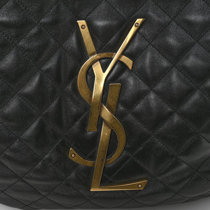 Lambskin Quilted Maxi Icare Shopping Tote Black
