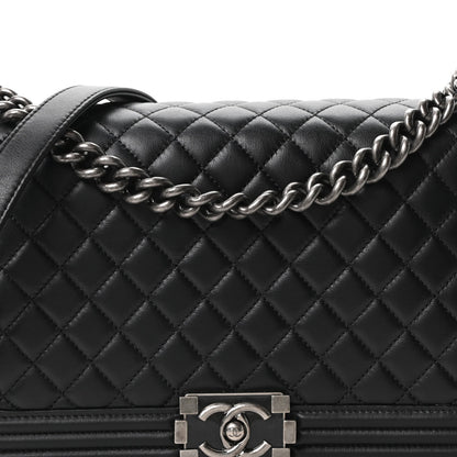 Calfskin Quilted New Medium Boy Flap Black