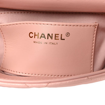 Lambskin Quilted Mini Heart Charms Flap Light Pink