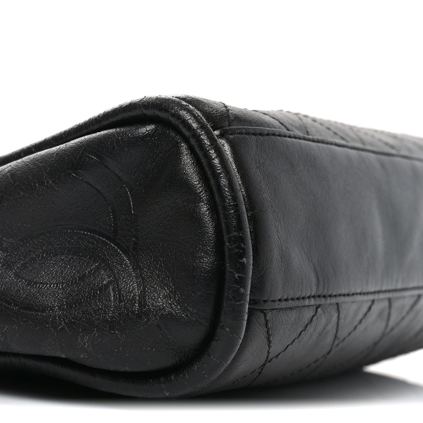 Lambskin Stitched Medium Ultimate Soft Tote Black