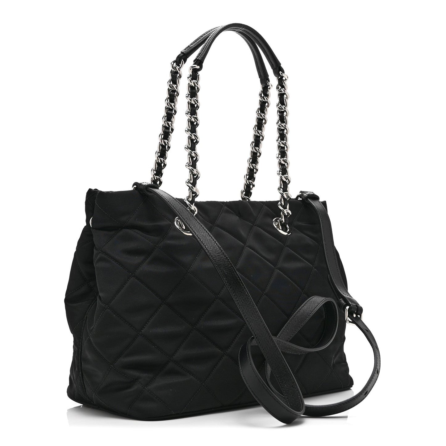 Nylon Tessuto Impuntu Quilted Tote Black