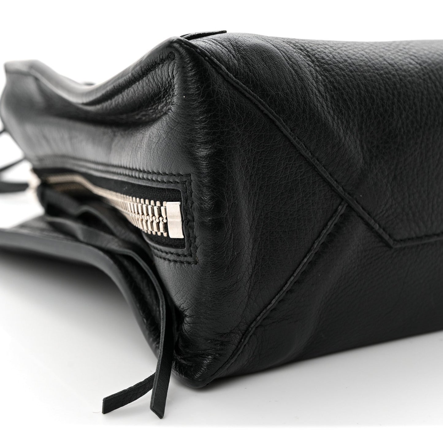 Grained Calfskin Papier Mini A4 Zip Around Tote Black