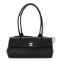 Grained Calfskin Stitched Urban Essentials Small Shopping Bag Black