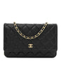 Lambskin Quilted Wallet On Chain WOC Black