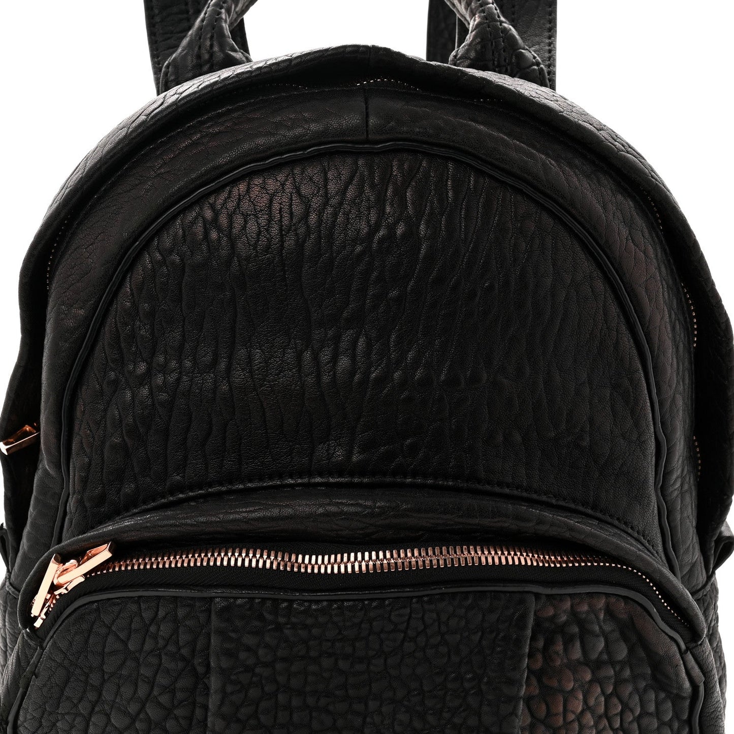 Pebbled Lambskin Dumbo Backpack Black Rose Gold Hardware