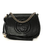 Pebbled Calfskin Small Soho Flap Crossbody Black