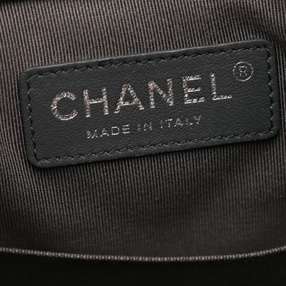 Metallic Grained Goatskin Chevron Quilted Gabrielle Backpack Dark Silver Gold