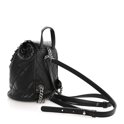 Lambskin Quilted Metallic Bubble Backpack Black