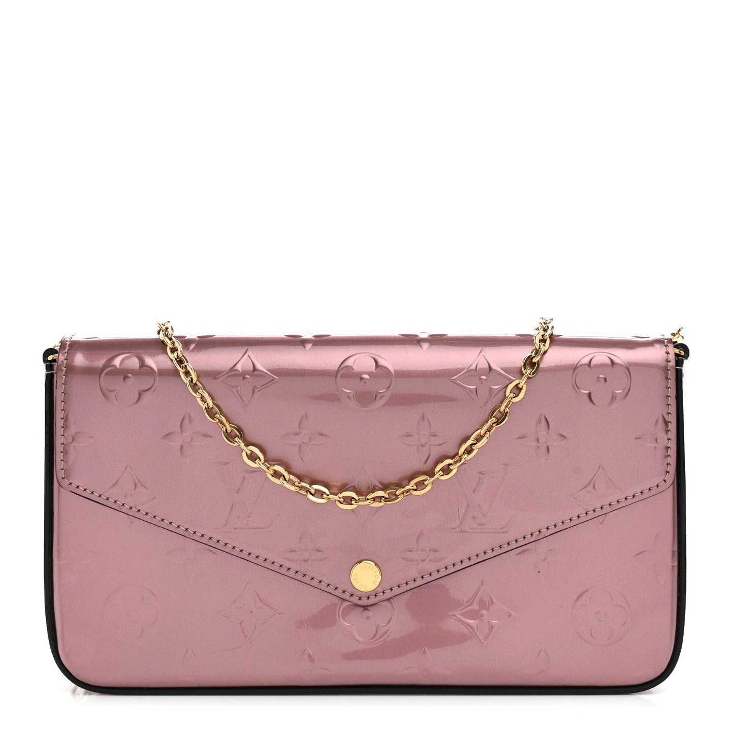 Vernis Pochette Felicie Chain Wallet Metallic Pale Pink